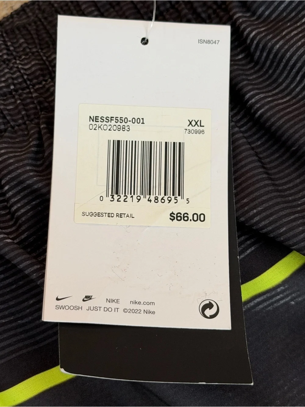 NWT - Nike Swim - Men's XXL - Bathing Suit Trunks - Black & Gray stripes